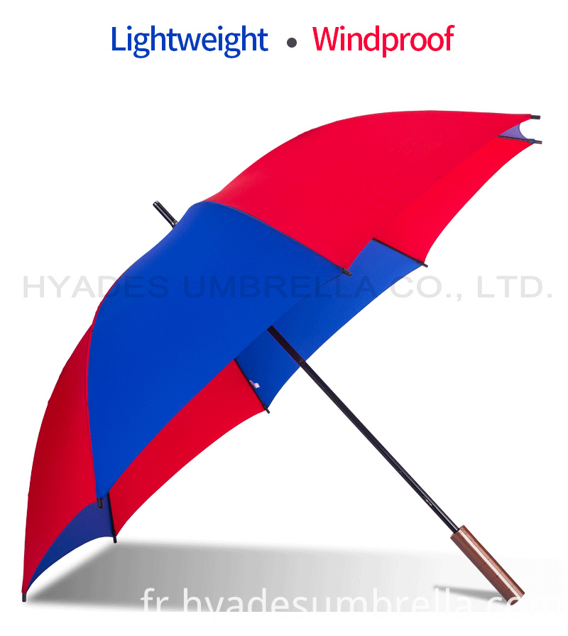 Parapluie droit ouvert rouge et bleu marine léger Lightweight Red And Navy Manual Open Straight Umbrella